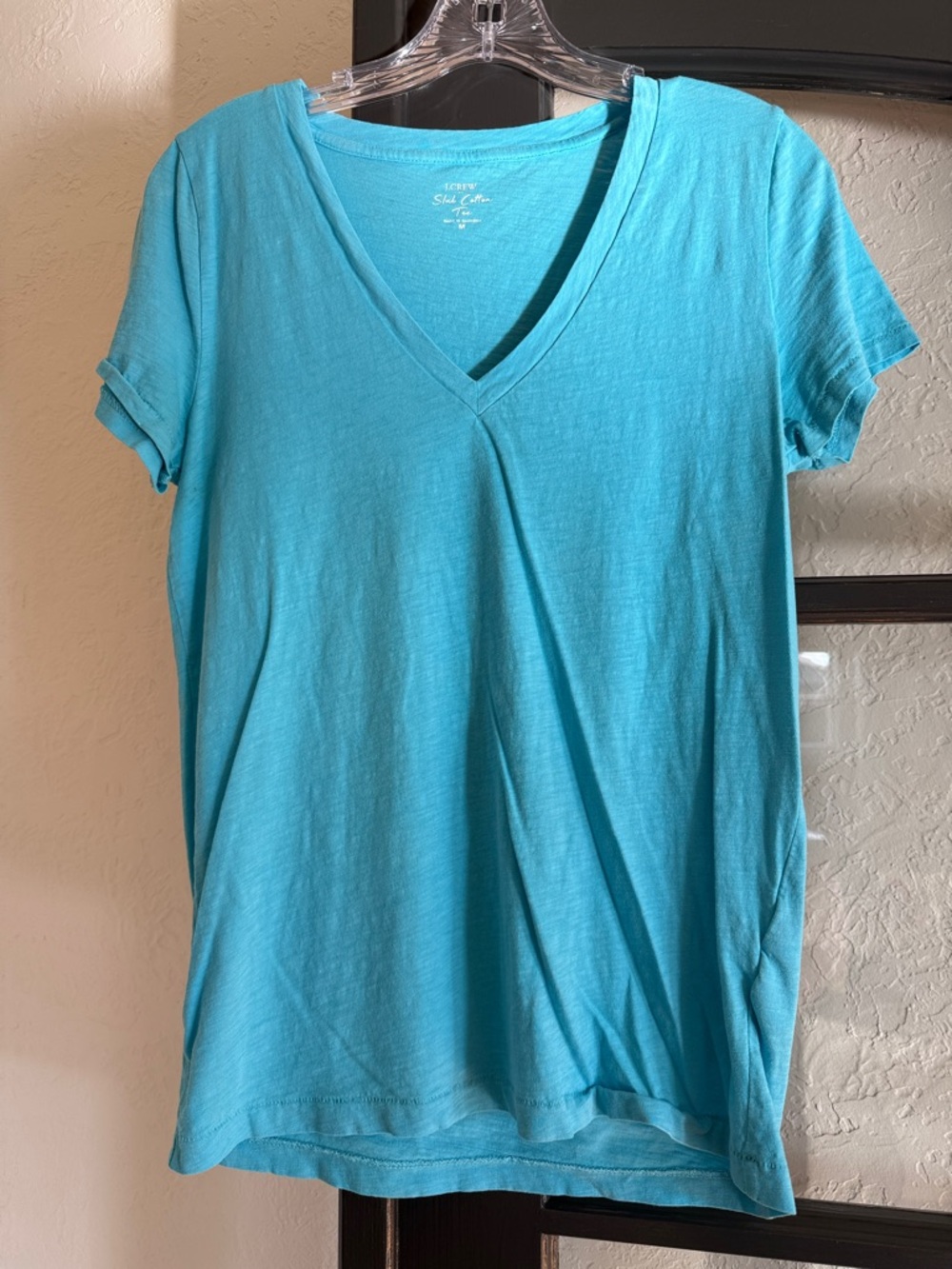 J. Crew Short Sleeve V-Neck Tee in Turquoise Blue